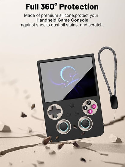 Silicone Protective Case for Anbernic RG477V Game Console, Full-Body Protective Cover with Precise Cutout, Shockproof Dustproof Protector Sleeve & Scratch-Resistant Sleeve (Black)