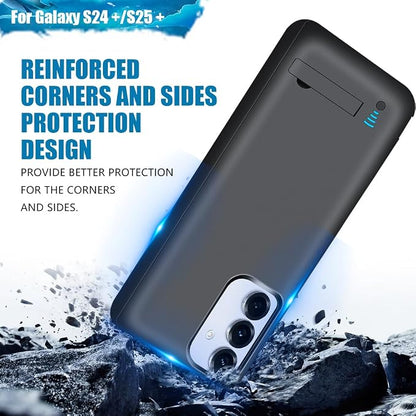 [Upgraded Battery Case for Samsung Galaxy S25+ / S24+, 5000mAh Rechargeable Extended Battery Charging Charger Case, Add 100% Extra Juice (6.7 Inches) Black