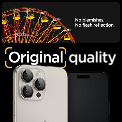 Spigen Camera Lens Screen Protector [GlasTR EZ Fit Optik Pro] Designed for iPhone 16 Pro Max/iPhone 16 Pro/iPhone 15 Pro Max/iPhone 15 Pro [Case Friendly] - Natural Titanium [2 Pack]