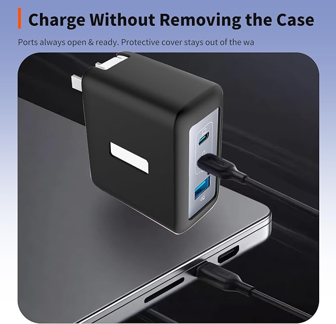 Case for Anker Nano 100W USB-C Charger – Soft Silicone Protective Cover for Dynamic Charger,Shockproof Dustproof Charging Block Protector Sleeve[Black]