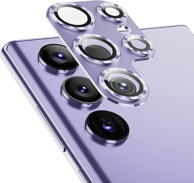 Korecase for Samsung Galaxy S23 Ultra Camera Lens Protector Tempered Glass Lens Film, 3D 9H Hardness Aluminum Metal Camera Cover,Strong Stickiness Case Friendly,Purple