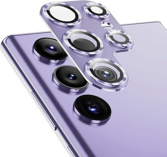 Korecase for Samsung Galaxy S23 Ultra Camera Lens Protector Tempered Glass Lens Film, 3D 9H Hardness Aluminum Metal Camera Cover,Strong Stickiness Case Friendly,Purple