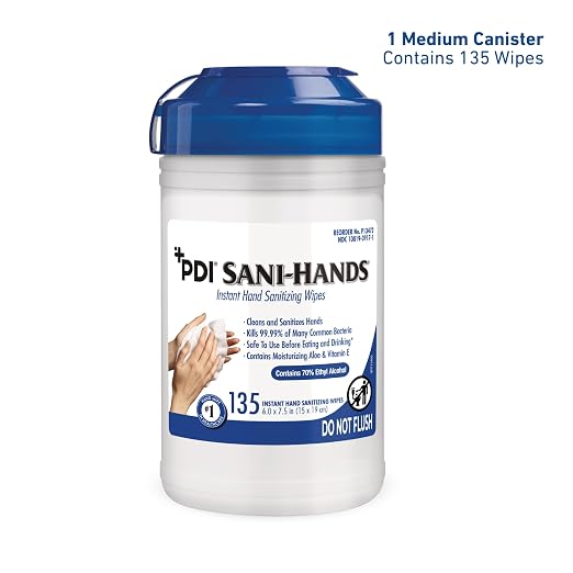 PDI SaniHands ALC Antimicrobial Alcohol Gel Hand Wipe, 135 Per Canister