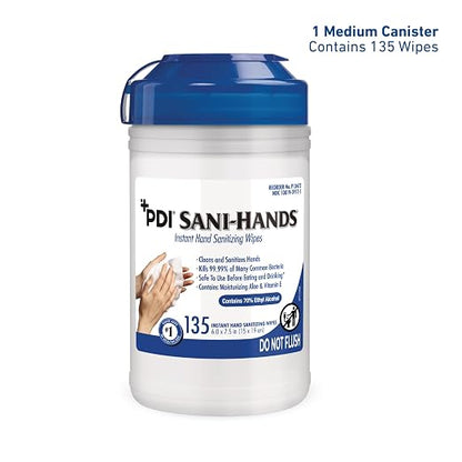 PDI SaniHands ALC Antimicrobial Alcohol Gel Hand Wipe, 135 Per Canister