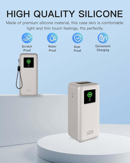 Silicone Case for UGREEN Nexode Power Bank (20000mAh 130W) Full-Body Protective Cover for UGREEN Portable Charger,Precise Port Cutouts (Case Only) Grey