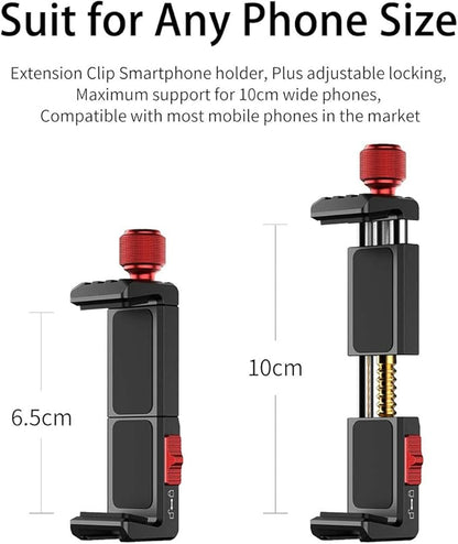 Cell Phone Tripod Mount, ULANZI ST-14 Smartphone Tripod Mount Adapter Aluminum with Cold Shoe, 360° Cell Phone Stand Holder Clamp for iPhone17 16 15 14 13 12 11 Max Pro iPhone X XR Xs 6 7 Plus