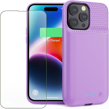 Feob Battery Case for iPhone 14 Pro Max,[2026 Upgraded] 8600mAh Ultra-Slim Portable Extended Charger Case Cover for iPhone 13 Pro Max Charging Case (6.7 Inch)-Purple