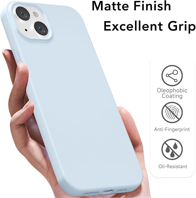 for iPhone 13 Mini/ 12 Mini Case Silicone Compatible with Magsafe Case, Ultra Slim Thin Magnetic Phone Cases Mag Safe, Cute Soft Rubber Gel Matte Wireless Charging Cover for Women, Light Blue