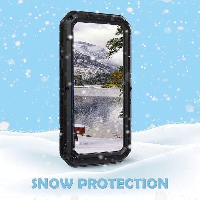 Mitywah Waterproof Case for iPhone XR, Heavy Duty Military Grade Shockproof Case with Built-in Screen Protector, Full Body Underwater Protective Metal Case 6.1 inch, Black