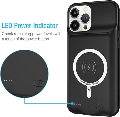 Battery Case for iPhone 14 Pro Max, Enhanced 10800mAh Portable Protective Wireless Charging Case Supporting CarPlay, Compatible with iPhone 14 Pro Max (6.7 inch) Rechargeable Battery Charger (Black)