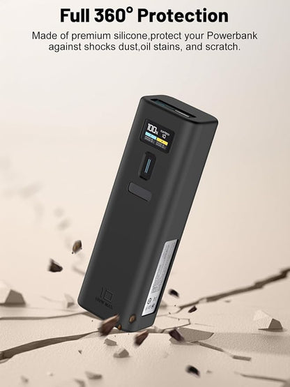 Silicone Protective Case Compatible with CUKTECH 10 Power Bank 10,000mAh 150W, Full-Body Protective Cover with Precise Cutouts, Shockproof & Scratch-Resistant Sleeve (Black)