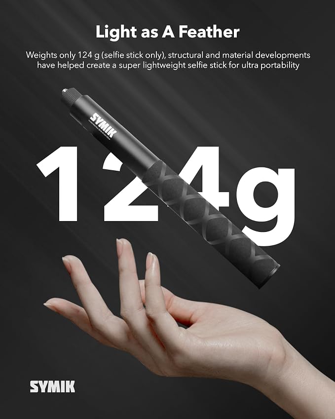 SYMIK Invisible Selfie Stick for Insta360 (120cm/47.2in), Aluminum Alloy Extension Stick Portable Extendable Monopod Pole with 1/4'' Screw and Wrist Strap for Insta 360 X5 X4 Air X3 ONE X2 Osmo 360