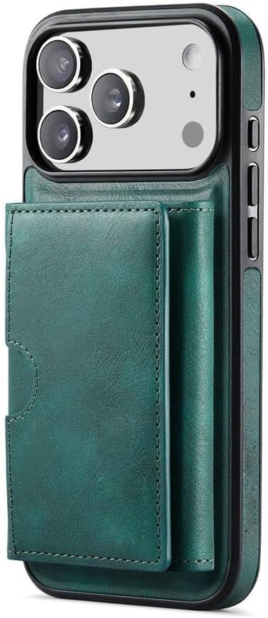 Wallet Case for iPhone 17 Pro Max/17/17 Pro/17 Air, Magnetic 2 in 1 Detachable Back Card Slots Heavy Duty Protection Cover Kickstand Supports Wireless Charging Case (17,Green)