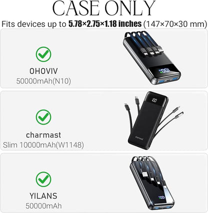 Portable Bank Charger Case for OHOVIV for charmast for YILANS for FOCHEW for VEEKTOMX Fast Charging Battery Protective Case(Black)