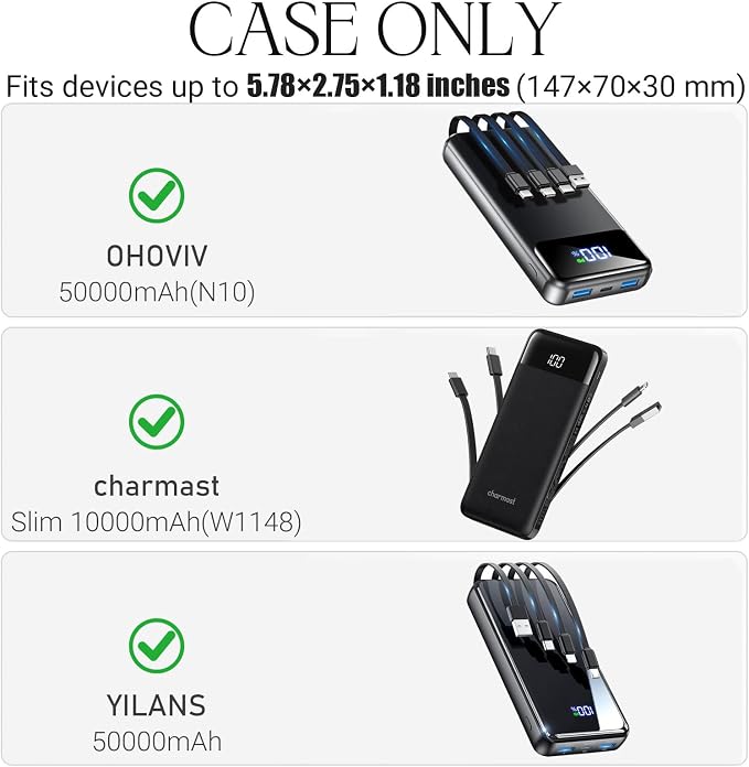 Portable Bank Charger Case for OHOVIV for charmast for YILANS for FOCHEW for VEEKTOMX Fast Charging Battery Protective Case (Grey)