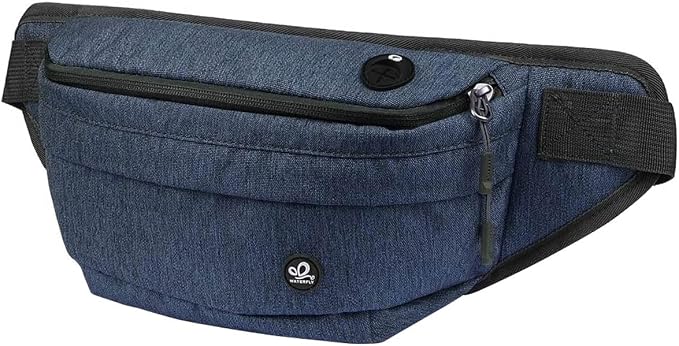 WATERFLY Running Belt Fanny Pack: Runner Marathon Jogging Waist Pack Sport Workout Exercise Fitness Phone Holder Belt for Men Women Jogger Slim Waistband Black
