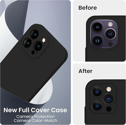 FireNova Designed for iPhone 14 Pro Max Case, Silicone Upgraded [Camera Protection] Case, Soft Anti-Scratch Microfiber Lining Inside, 6.7 inch, Black