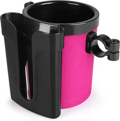 Accmor 3-in-1 Bike Cup Holder with Cell Phone Keys Holder, Bike Water Bottle Holders, Universal Bar Drink Cup Can Holder for Bicycles, Motorcycles, Scooters, Black Pink