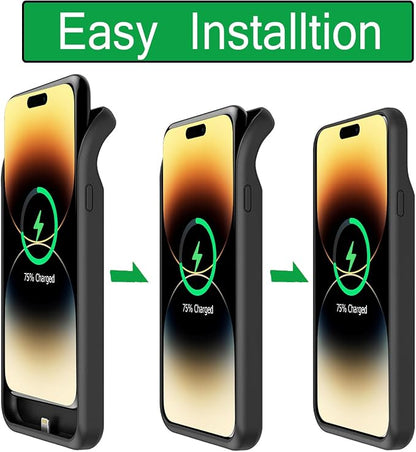 Battery Case for iPhone 14 Pro Max,Upgraded 12000mAh Rechargeable Portable Charging Case with Wireless Charging Compatible for iPhone 14 Pro Max (6.7inch) with Carplay Battery Pack Charger Case -Black