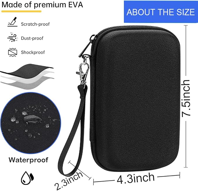 CAAORDKSO 2Pack Hard Drive Carrying Case Storage Organizer Bag,Hard Travel Electronic Organizer Case for Power Bank Chargers Cables USB Flash Drive SD Card Mouse Electronic Accessories Bag(Black+Gray)