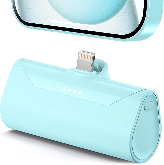 Little Blue Power Bank Battery Charger for iPhone 11 Pro, 4800mah Portable Charger Ultra-compact External Battery for Lightning Port, Mini Power Charger ompatible With iPhone 14/13/12 pro max/6s/6/7/8