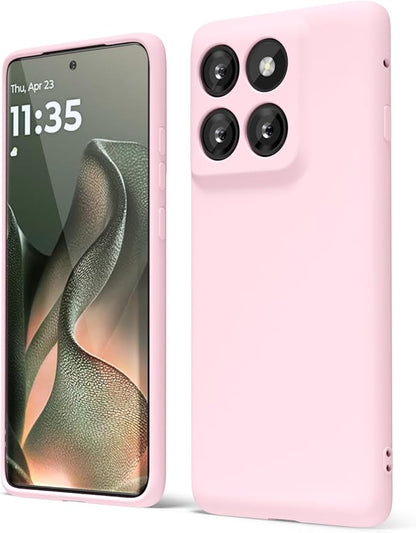 oakxco for Motorola Moto Edge 2025 Phone Case Liquid Silicone, Thin Slim Soft Rubber Gel TPU Plain Protective Simple Cover for Women Girl Cute, Matte Solid Color Aesthetic, Light Pink