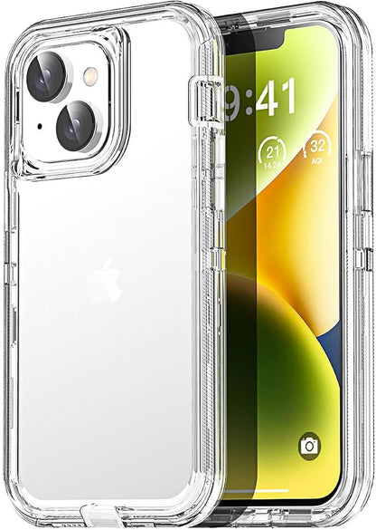 AICase for iPhone 16e/iPhone 13/iPhone 14 Case Clear 3 in 1 Heavy Duty Drop Protection Full Body Rugged Shockproof/Dust Proof 3-Layer Military Protective Tough Durable Cover for iPhone 16e/13/14 6.1"