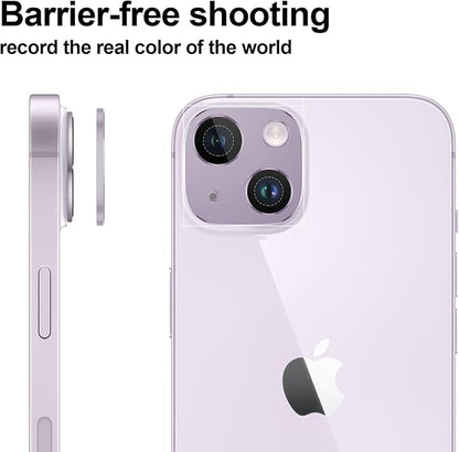 2 Packs Camera Lens Protector for iPhone 14 Plus/iPhone 14 Matte Finish Aluminum Alloy [No Glass Lens Cover] [Unobstructed Shooting] [Case Friendly] [Premuim Metal] Purple