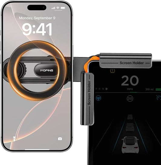 M2026 Tesla Phone Mount, No Glue Required, for MagSafe Magnetic Car Dash Phone Holder for Tesla Model Y, Model 3 Accessories, Fits All iPhone & Android with Magnetic Ring (for Tesla)