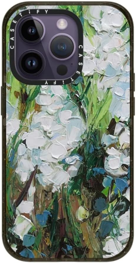 CASETiFY Impact iPhone 14 Pro Case [4X Military Grade Drop Tested / 8.2ft Drop Protection/Compatible with Magsafe] - Wild Squill Flowers - Glossy Black