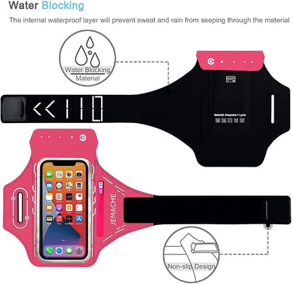 Armband for iPhone Pro Max 17 16 15 14 13 12 Plus/AIR with Airpods Holder, Gym Workouts Running Phone Arm Band (Rosy)