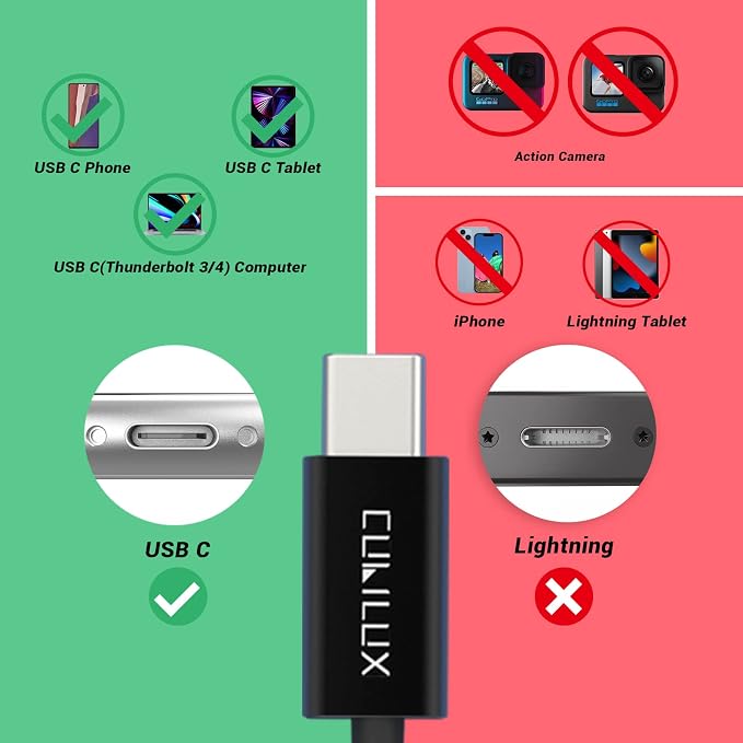 Cubilux USB C Microphone, Type C Lavalier MIC, External Lapel Clip MIC for iPhone 16/15 Pro Max, iPad Pro 13/12.9/11, iPad Air 13/5th/4th, Samsung S25/S24/S23/S22 Z Fold/Flip 6/5/4 Tab S10/S9/S8, 5 FT