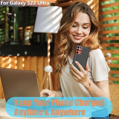 [Upgraded] Battery Case for Samsung Galaxy S22 Ultra, 5000mAh Rechargeable Extended Battery Charging Charger Case, Add 100% Extra Juice, Not Compatible with S22 or S22+ (6.8 inch) Black