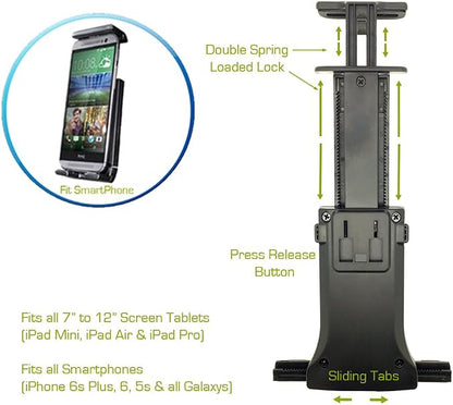 ChargerCity Premium Center Extension Car Seat Headrest Mount Holder for Smartphone & Tablets (Switch Also)