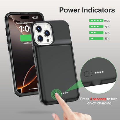 GIN FOXI Battery Case for iPhone 16 Pro, Charging Case Charger 8500mAh Rechargeable Case Ultra-Slim Lightweight 15W Fast Battery Pack Anti-Fall TPU Juice Box for iPhone 16 Pro(6.3") Black