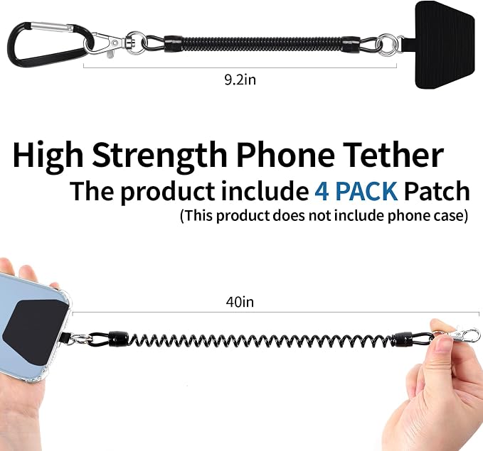 Doormoon Phone Lanyard Tether with 4 Patch, Cell Phone Lanyard with 2* Phone Tether, 4* Patch for Outdoor Hiking Climbing