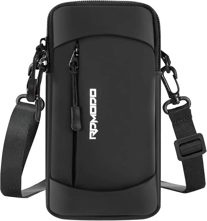 Running Armband Phone Holder & Crossbody Shoulder Bag, Arm Band for Phone for Running Walking, Waterproof Phone Pouch for iPhone 16 15 14 13 Pro Max Samsung Galaxy 7.5 Inch（Crossbody Bag Black）