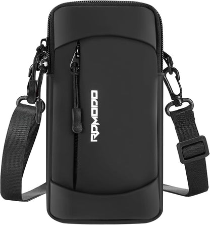 Running Armband Phone Holder & Crossbody Shoulder Bag, Arm Band for Phone for Running Walking, Waterproof Phone Pouch for iPhone 16 15 14 13 Pro Max Samsung Galaxy 7.5 Inch（Crossbody Bag Black）