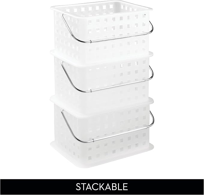 iDesign Small Shower Caddy with Handle, Portable Shower Organizer for Dorm or Bathroom, Clear Frost