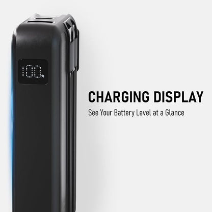 Portable Charger with Wall Plug, 20000mAh Power Bank 22.5W Fast Charging, Built-in Lightning & USB-C Cables, Plug in Portable Charger for Android Samsung iPhone, 4-in-1 Travel Charger