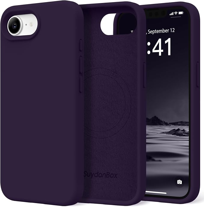 Magnetic for iPhone 17e/iPhone 16e Case, Compatible with MagSafe, [Soft Anti-Scratch Microfiber Lining] Slim Silicone Shockproof Protective Phone Case for iPhone 17e/16e 6.1", Deep Purple