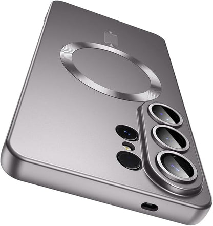Magnetic for Samsung Galaxy S26 Ultra Case [Compatible with MagSafe][Built-in Camera Lens Protector] Slim Soft Silicone Bumper Shockproof Metallic Luster Phone Case, Gray