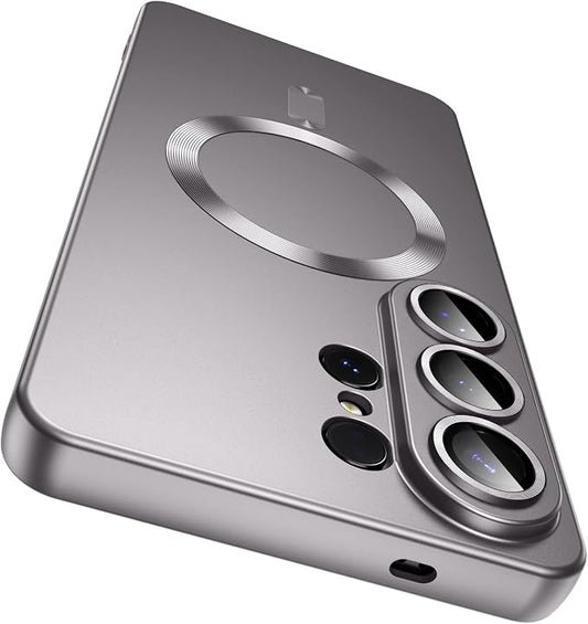 Magnetic for Samsung Galaxy S26 Ultra Case [Compatible with MagSafe][Built-in Camera Lens Protector] Slim Soft Silicone Bumper Shockproof Metallic Luster Phone Case, Gray