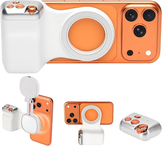 Magnetic Phone Camera Grip,Smartphone Shooting Holder, Selfie Handle Fun Shot Magnetic Grip for iPhone & Android with Wireless Shutter Button, Creator Kit for TikTok/Selfies/Photography/Video