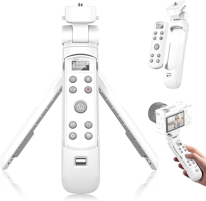 for Sony Tripod Wireless Shooting Grip with Shutter Release - Mini-Tripod with Rechargeable Remote Control for ZV-E10/ZV-E1/ZV-1/ZV-1F/RX100 VII/RX0 II/A6700/A6400/A6600/FX3/FX30, for Vlogging, White