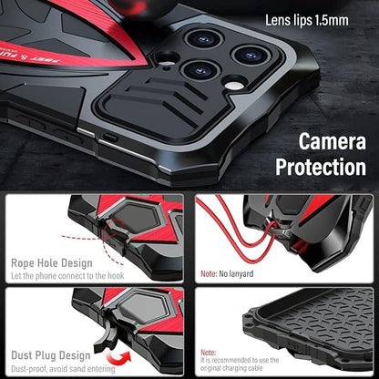 Armor Phone Case for iPhone 15 Pro Military Grade Drop Tested 360 Full Protection Cover Heavy Duty Hybrid Metal Bumper Built-in Silicone Shockproof Dustproof with Screen Protector - Black