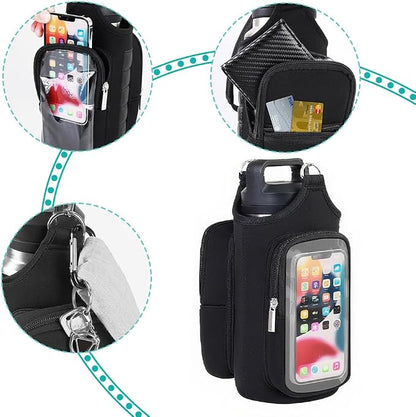 Joyzan Magnetic Gym Bag, Water Bottle Small Holder for Men Portable Fitness Sling Carrier Pouch Sleeve Phone Pockets Adjustable Strap 6 Magnets Crossbody Organizer Women Travel Sports Workout Fitness