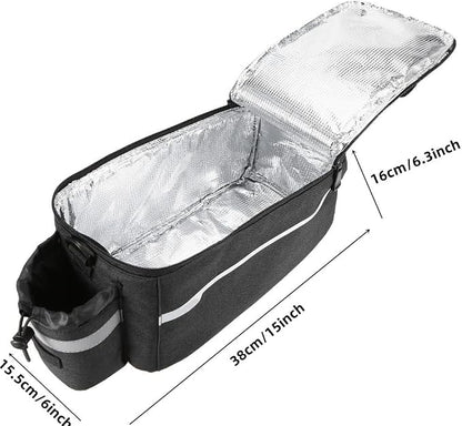 ZIMFANQI Bike Rear Rack Bag 10L Insulated Bike Trunk Cooler Bag Reflective Bicycle Rear Seat Cargo Bag Water Resistant Bike Panniers Bag Cycling Luggage Bag Shoulder Bag with Silicone Phone Holder