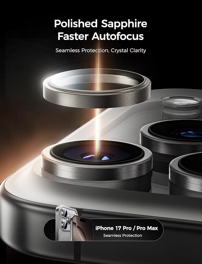 MAGIC JOHN for iPhone 17 Pro Max/17 Pro Camera Lens Protector [Alignment Kit&1:1 Invisible Fit] 9H Aerospace Tempered Glass, Ultra HD, Metal Individual Ring，Case Friendly, Set of 2,Gray