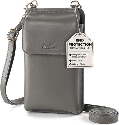 Claasico Crossbody Phone Purse for Women – RFID Phone Case Wallet w/Magnetic Closure & Separate Zipper Pocket Crossbody Bag